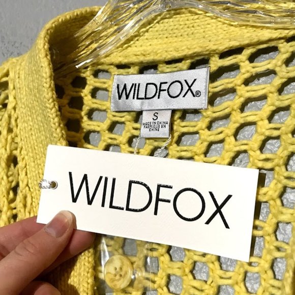 NWOT Wildfox Backyard Yellow Button Down Sweater - Picture 5 of 9